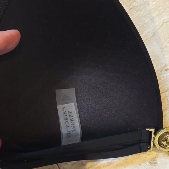 Victoria's Secret Black Tie Bikini Top with Gold Detail - Picture 4 of 8